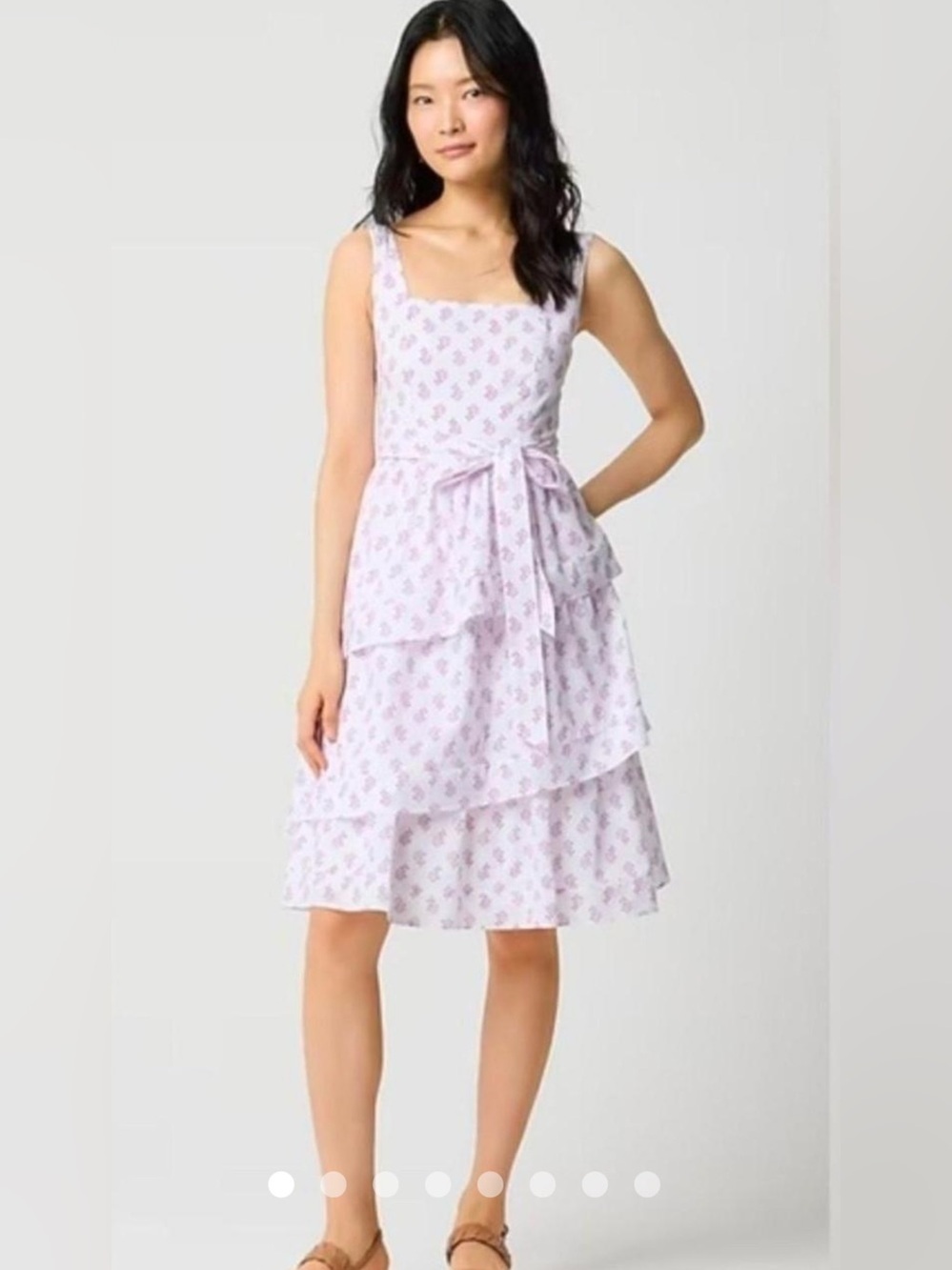 J. Crew Sleeveless Belted Tiered Floral Print Cotton size 6